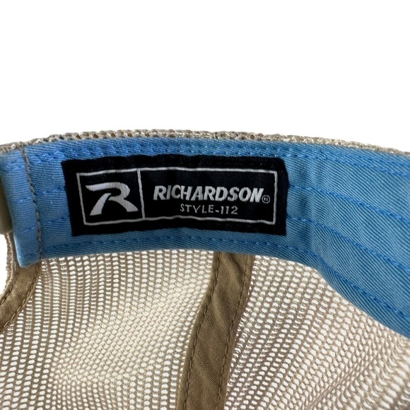 Lake Travis Marina Patch Trucker Hat Snapback Blue Tan Mesh Richardson 112 - Picture 10 of 11